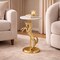 Swan Side Table with White Marble Top | Decorative Sculptural End Table | Aluminum Base | Gold Accent Table for Living Room | 10x10x25.5"